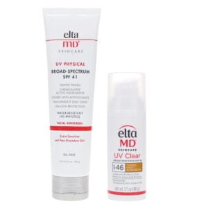 EltaMD UV Clear Broad Spectrum SPF 46 Tinted Face Sunscreen 1.7 oz & UV Physical Broad-Spectrum SPF 41 Lightly Tinted Facial Sunscreen 3 oz Combo Pack